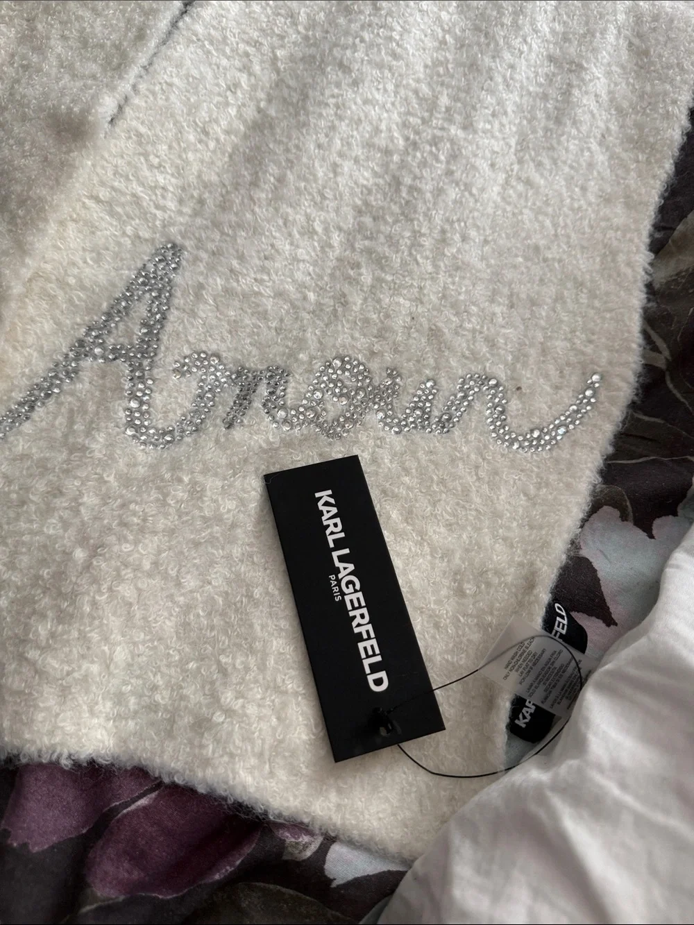 Karl Lagerfeld Cream Eiffel Tower Accent Scarf